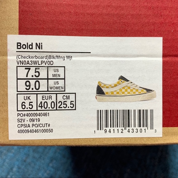 Vans Bold Ni Sneakers Mango Mojito Checkerboard Ultracush Insoles - Picture 6 of 6